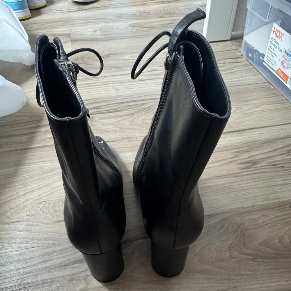 Zara Black Lace Up Heeled Boots - Picture 2 of 4